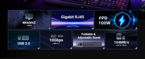 UGREEN Steam Deck Dock 9-in-1 USB C Docking Station with Foldable Stand. 4K@60Hz HDMI. Gigabit Ethernet. PD 100W. 10Gbps USB A&C 3.2. TF/SD Compatible with Steam Deck OLED. Rog Ally. Region Go etc.