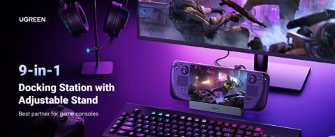 UGREEN Steam Deck Dock 9-in-1 USB C Docking Station with Foldable Stand. 4K@60Hz HDMI. Gigabit Ethernet. PD 100W. 10Gbps USB A&C 3.2. TF/SD Compatible with Steam Deck OLED. Rog Ally. Region Go etc.