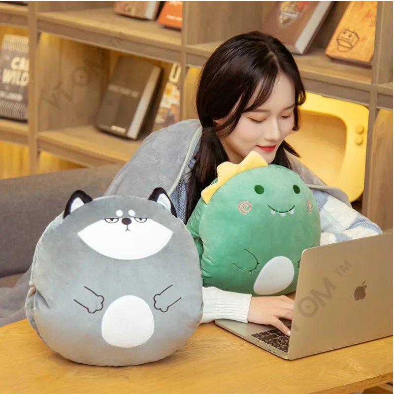VTOM Cute 3 in 1 Cushion Blanket Hand Warmer Office Car Seat Cushion Pillow Bantal Peluk Bantal Selimut 2 in 1 Travel Pillow Quilt Dual Purpose
