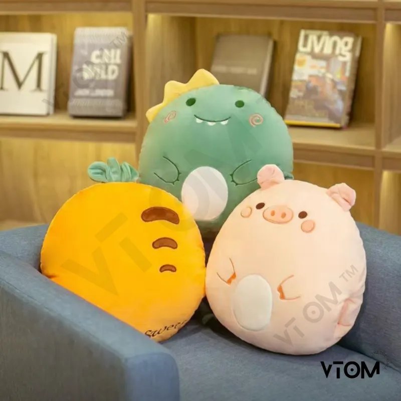 VTOM Cute 3 in 1 Cushion Blanket Hand Warmer Office Car Seat Cushion Pillow Bantal Peluk Bantal Selimut 2 in 1 Travel Pillow Quilt Dual Purpose